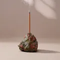Natural unakite raw stone incense burner holder with 3mm hole for aromatherapy - Unakite / 2-3cm