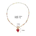 Collier de perles colorées fait main avec pendentif cœur rouge et perles d'eau douce baroques - Pendentif Cœur Noir / Rouge