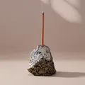 Natural dalmatian jasper raw stone incense burner holder base with 3mm hole size - Dalmatian Jasper / 2-3cm
