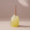 Natural yellow crystal raw stone incense holder with 3mm hole for home fragrance. - Lemon Yellow / 2-3cm
