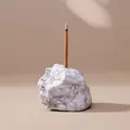 Minimalist natural white marble rock incense stick holder with burning joss stick. - Howlite / 2-3cm