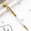 Eleganter goldener Kugelschreiber mit großem Kristall-Diamant und Glitzerfüllung - Vergoldet