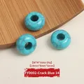 Turquoise blue crackle resin large hole beads for DIY jewelry and accessories 14mm x 8mm - 14mm / Crack Blue