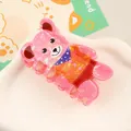 Pince à cheveux ours rose en acrylique avec fini nacré pour des coiffures festives mignonnes - Ours Souriant Rose