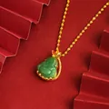 Grüner Maitreya-Buddha-Anhänger im Jadestil mit goldener Kordelkette für Damen - Maitreya-Buddha-Anhänger Ohne Kette (D2051)