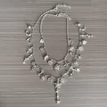 Collana a strati retrò color argento con ciondoli celesti a forma di sole, luna e cuore - Argento (X2962)