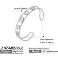 Silver 316L stainless steel pig nose bangle set with sparkling cubic zirconia. - Steel Color Bracelet (Z265)
