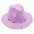 Lavender wool felt fedora jazz hat for men and women with elegant gold bar trim detail - M (56-58cm) / Taro Purple