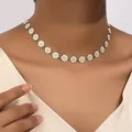 Collana girocollo a margherita bianca alla moda con centro giallo per donna, gioielli chic. - Margherita (X003)