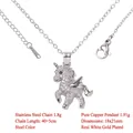 Exquisite silver unicorn pendant necklace with sparkling stones and stainless steel chain - White Gold Plated Unicorn Style (CDT1750)