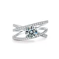 Elegant 1-carat round cut diamond crisscross multi-band ring with sparkling pavé stones - Ljz-70 [one Carat] / Adjustable Open