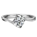 Elegant 1 carat high carbon diamond engagement ring featuring a twisted silver band - Ljz-85 [1 Carat] / Adjustable Open