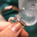 Minimalist six-prong one carat high carbon diamond ring featuring side stone accents - Ljz-81 [1 Carat] / Adjustable Open