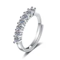 Elegant silver adjustable ring with seven sparkling heart and arrow cut stones. - Ljz-77 [drill Bar] / Adjustable Open