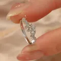Elegant silver round-cut moissanite wedding ring for women with cluster stones. - Ljz-107 / Adjustable Open
