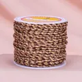 Goldfadene 4-strängige geflochtene Baumwollschnur für DIY-Schmuckherstellung und Weben - Dunkelkaffee
