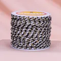 Langlebiger viersträngiger Baumwollfaden mit Gold-Metallic für DIY-Schmuckherstellung - Schwarz Weiß