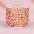 Bunte 4-fach geflochtene Baumwollschnur mit goldenem Metalldraht für DIY-Schmuckherstellung - Orange-Rosa