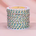 Geflochtener 4-facher Baumwollfaden mit Goldakzenten in Pink, Gelb und Blau - Rosa Gelb Blau