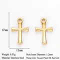 Pendentifs en forme de croix en acier inoxydable plaqué or 18 carats pour bijoux DIY - Petite Croix Dorée (Q233)