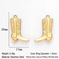 Pendentif botte de cow-boy en acier inoxydable plaqué or 18 carats pour bijou - Botte d'Équitation Occidentale Dorée (Q283)