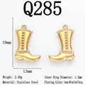Pendentif breloque botte de cowboy en acier doré pour la création de bijoux DIY - Botte Occidentale Dorée (Q285)