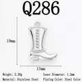 Pendentif botte de cowboy en acier inoxydable avec pierres brillantes pour bijoux DIY - Botte Occidentale Argentée (Q286)