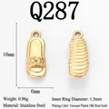 Pendentif tongs en acier inoxydable plaqué or 18K pour la création de bijoux DIY et kit - Breloque Chaussure Dorée (Q287)