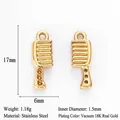 Petit pendentif peigne en acier inoxydable plaqué or 18K pour la création de bijoux DIY - Breloque Peigne Dorée (Q293)