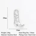 Pendentif botte de cowboy en acier inoxydable pour création de bijoux DIY collier - Breloque Botte Argentée (Q296)