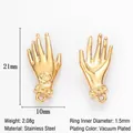 Pendentif en forme de main en acier inoxydable doré pour la fabrication de bijoux DIY créatif - Breloque Main Saluant Dorée (Q299)