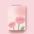 Tragbarer klappbarer Schminkspiegel mit einer rosa Tulpen-Illustration für Mädchen. - Rosa Gradient Tulpen-Stil (LXFJ01609)