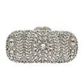 Elegant silver rhinestone evening clutch bag featuring intricate crystal leaf patterns for gala - Silver