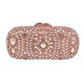 Elegant rose gold rhinestone encrusted evening clutch bag perfect for formal banquet parties - Champagne