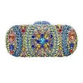 Elegant multicolor rhinestone-encrusted evening clutch bag for formal banquet parties - Light Blue Multi