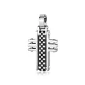 Minimalist men's titanium steel cross pendant necklace featuring black checkered inlay - Silver Color Pendant