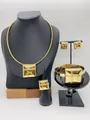 Elegant gold-plated stainless steel jewelry set featuring a square cross-pattern design - 3D Square Cross Rope Silver (LX010021 Steel)