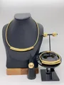 Minimalist gold stainless steel jewelry set including necklace, earrings, bracelet, and ring - Minimalist Spherical Mirror Gold (LX010030 Gold)
