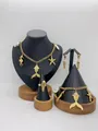 Elegant gold stainless steel jewelry set featuring sea life charms and white pearls for women - Marine Creature Pearl Style (LX010022)