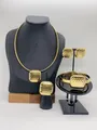 Minimalist gold stainless steel hammered jewelry set with necklace earrings bracelet - Honeycomb Hammered Square Gold (LX010049 Gold)