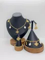 Elegant gold stainless steel jewelry set featuring bee charms and baroque pearls SKU - Little Bee Pendant Pearl Style (LX010045)
