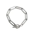 Bracelet chaîne trombone en acier inoxydable argenté avec un fermoir à bascule OT classique - Argenté