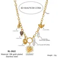 18K gold-plated stainless steel necklace with sun and angel charms dimensions - 18K Gold / XL-2622