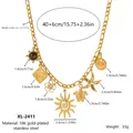 Detailed size guide for 18K gold-plated stainless steel sun and sea charm necklace - 18K Gold / XL-2411