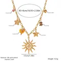 Detail view of sun pendant necklace with dimensions and 18K gold-plated material info - 18K Gold / XL-2476