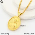 Collana con ciondolo a piastra rotonda ritratto di Gesù 3D in acciaio inossidabile dorato - Oro 18K / Oro - Ritratto di Gesù (Stile 1)
