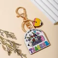 Teacher appreciation acrylic keychain with floral pencil design and inspirational quote - Arch 'TEACHER' Style (3) / 5cm