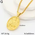 Dettaglio della collana con pendente religioso 3D in oro con specifiche di peso e misura. - Oro 18K / Oro - Figura Religiosa (Stile 3)