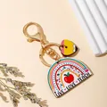 Close-up of acrylic teacher keychain with rainbow and "Live Love Teach" text. - Rainbow 'LIVE LOVE TEACH' Style (4) / 5cm