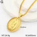 Vintage style gold Guadalupe pendant necklace, 33x26mm oval medallion with box chain - 18K Gold / Gold - Our Lady of Guadalupe (Style 6)